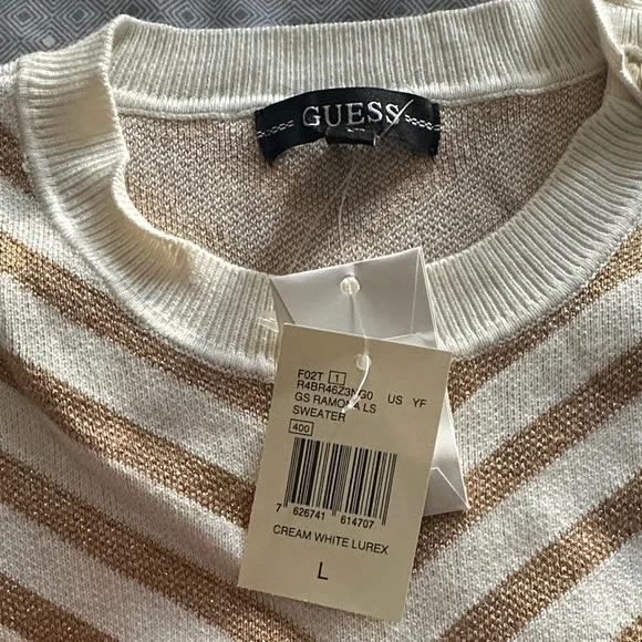 Guess Cream and Gold Patterned Sweater - Picture 2 of 5